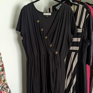Planet Gold | Black Faux-Wrap Dress